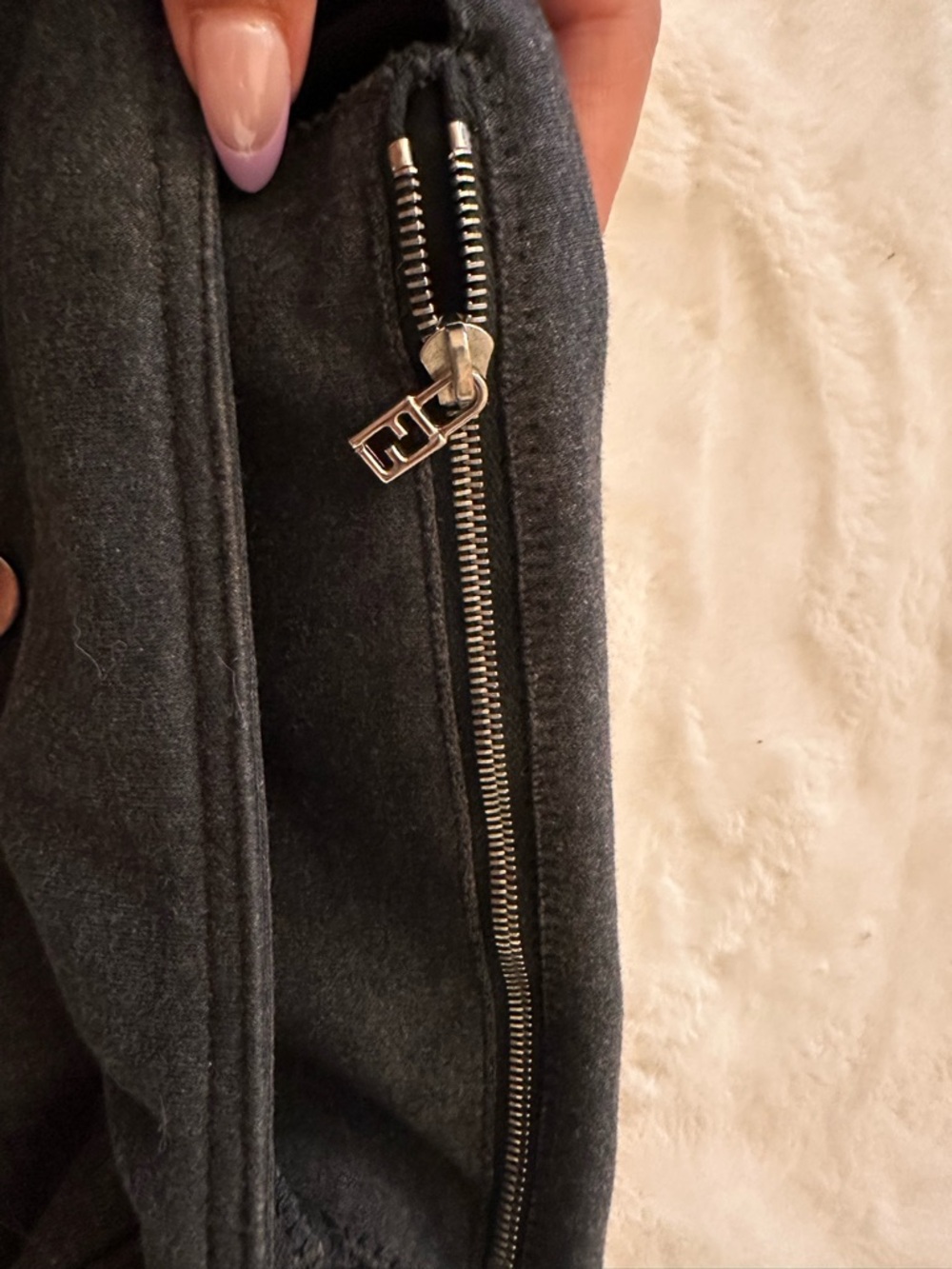 Fendi Baguette Charcoal Grey Cloth Shoulder Bag - Picture 8 of 9